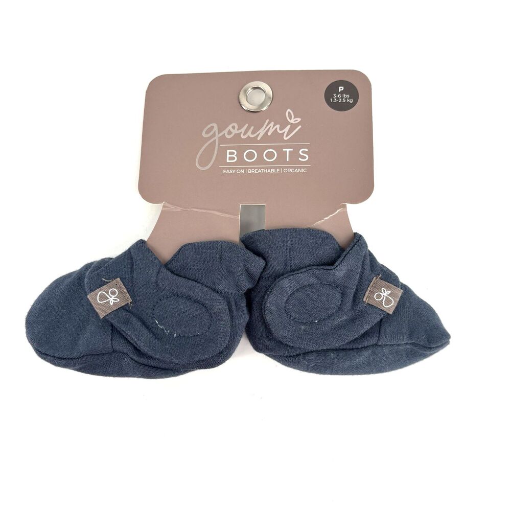 Goumi Soft Stay-On Baby Boots Preemie Booties 3-6 lbs Organic Midnight Blue NWT